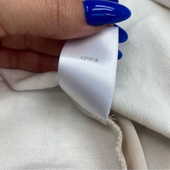 LOGO Lounge knit cardigan layered hem open front pockets size large white - Picture 5 of 6